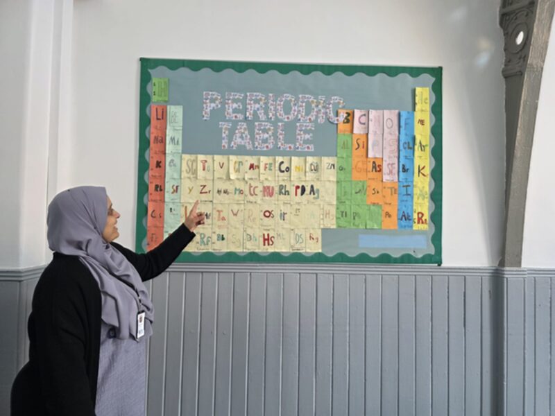Miss Shamim Akhtar, Academic Leader, teaching at the periodic table